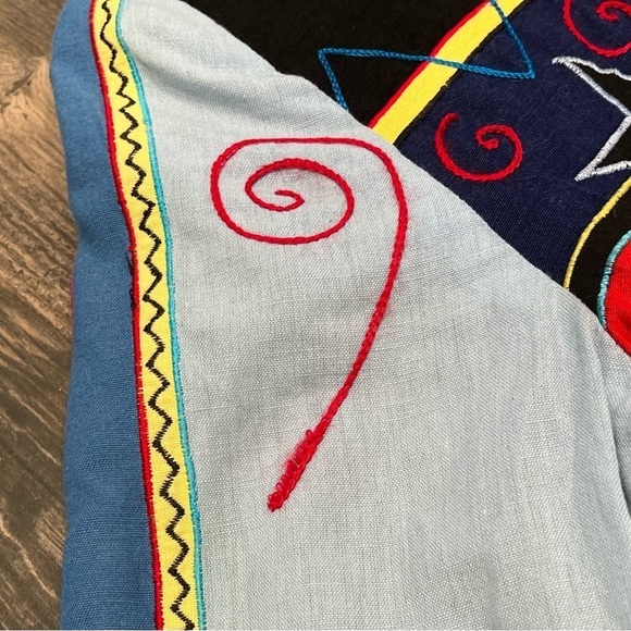 Indigo Moon Jacket Wearable Art Cotton Flax Blend Embroidered Abstract Size M - Picture 3 of 8